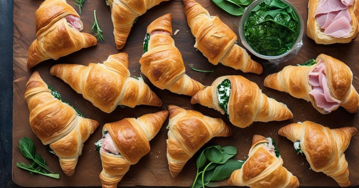 Pieczenie rogalików z ciasta francuskiego w piekarniku.